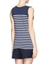 Back View - Click To Enlarge - SACAI LUCK - Lace trim stripe tank top