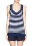 Main View - Click To Enlarge - SACAI LUCK - Lace trim stripe tank top