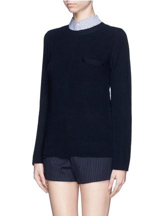 Front View - Click To Enlarge - SACAI LUCK - Detachable shirt collar sweater 