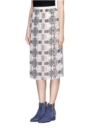 Front View - Click To Enlarge - SACAI LUCK - Sheer tribal print skirt