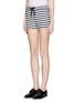 Front View - Click To Enlarge - T BY ALEXANDER WANG - Stripe French terry shorts
