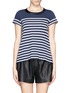 Main View - Click To Enlarge - SACAI LUCK - Flare satin and mesh back stripe T-shirt