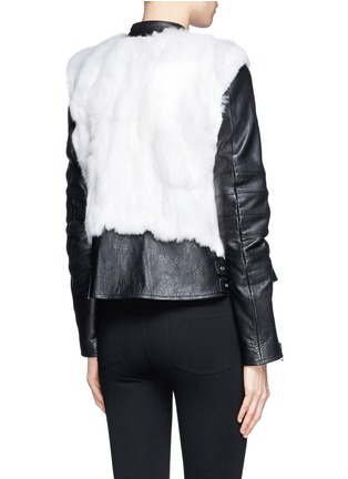 Back View - Click To Enlarge - SACAI LUCK - Rabbit fur leather biker jacket
