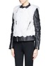 Front View - Click To Enlarge - SACAI LUCK - Rabbit fur leather biker jacket