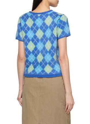 Back View - Click To Enlarge - SIENNE - Kiko Short Sleeve Argyle Knit Top