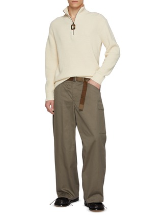 Figure View - Click To Enlarge - JW ANDERSON - Half Zip Wool Cotton Sweater