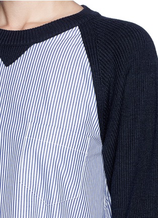 Detail View - Click To Enlarge - SACAI LUCK - Pinstripe poplin combo sweater dress 