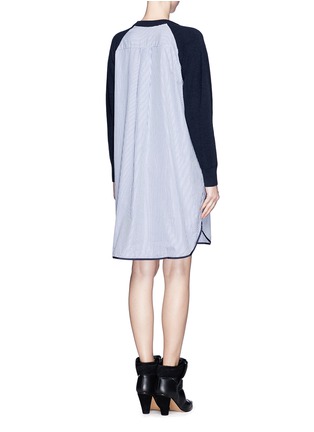 Back View - Click To Enlarge - SACAI LUCK - Pinstripe poplin combo sweater dress 