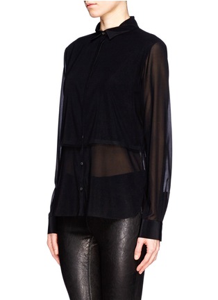 Front View - Click To Enlarge - T BY ALEXANDER WANG - Frayed layer sheer shirt
