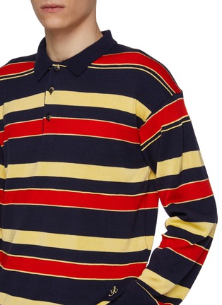  - JW ANDERSON - Striped Contrast Panel Cotton Wool Knit Rugby Polo Sweater