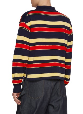 Back View - Click To Enlarge - JW ANDERSON - Striped Contrast Panel Cotton Wool Knit Rugby Polo Sweater
