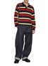 Figure View - Click To Enlarge - JW ANDERSON - Striped Contrast Panel Cotton Wool Knit Rugby Polo Sweater