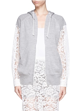 Main View - Click To Enlarge - SACAI LUCK - Lace sleeve hoodie