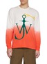 JW ANDERSON Half Dip Dye Anchor Cotton Sweatshirt