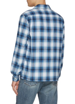 Back View - Click To Enlarge - JW ANDERSON - Long Sleeve Gradient Chequered Cotton Flannel Shirt