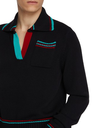  - JW ANDERSON - Contrast Trimming Cotton Cashmere Shrunken Polo Knit Sweater