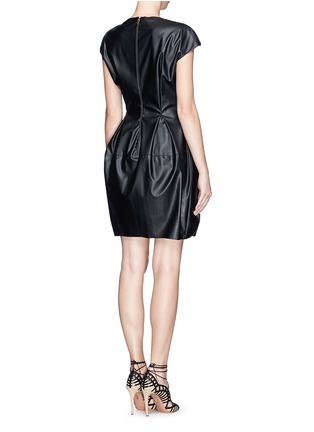 Back View - Click To Enlarge - LANVIN - Pinned asymmetric ruche faux leather dress