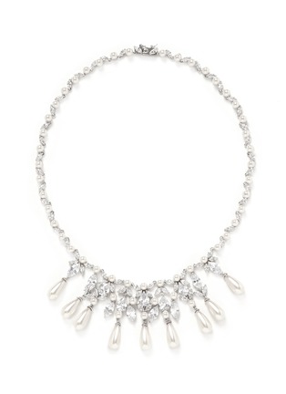 Main View - Click To Enlarge - CZ BY KENNETH JAY LANE - Teardrop faux pearl cubic zirconia necklace