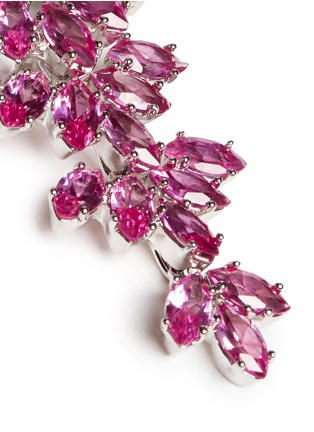 Detail View - Click To Enlarge - CZ BY KENNETH JAY LANE - Cubic zirconia leaf drop marquise cut clip earrings
