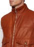 Detail View - Click To Enlarge - BRUNELLO CUCINELLI - Detachable Shearling Collar Padded Leather Vest