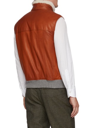 Back View - Click To Enlarge - BRUNELLO CUCINELLI - Detachable Shearling Collar Padded Leather Vest