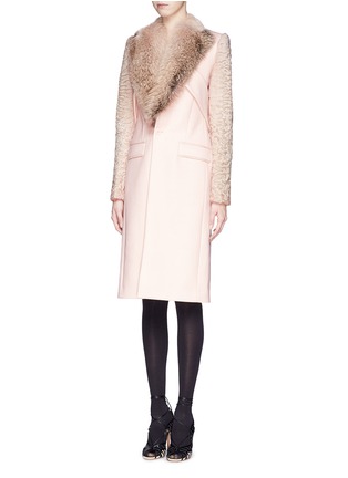 Figure View - Click To Enlarge - GIVENCHY - Mixed fur melton manteau coat