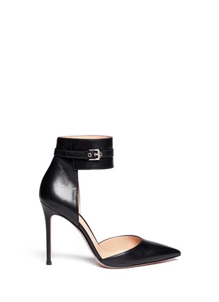 Main View - Click To Enlarge - GIANVITO ROSSI - Ankle wrap leather d'Orsay pumps