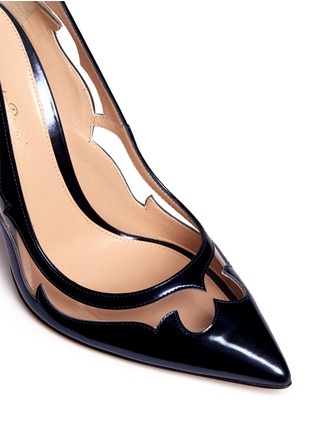 Detail View - Click To Enlarge - GIANVITO ROSSI - Western clear PVC metallic leather pumps