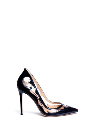 Main View - Click To Enlarge - GIANVITO ROSSI - Western clear PVC metallic leather pumps