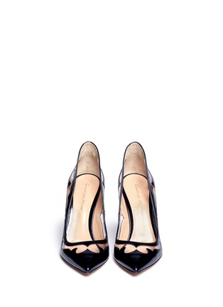 Figure View - Click To Enlarge - GIANVITO ROSSI - Western clear PVC metallic leather pumps