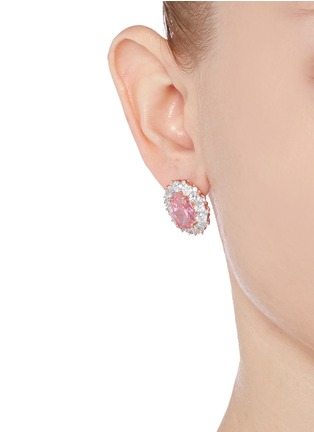 Figure View - Click To Enlarge - CZ BY KENNETH JAY LANE - Oval cubic zirconia pavé earrings