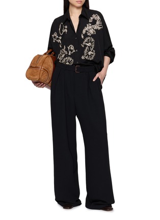 Figure View - Click To Enlarge - DRIES VAN NOTEN - Peaches Belted Wide-Leg Tailored Trousers