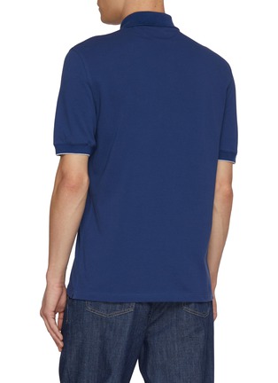 Back View - Click To Enlarge - BRUNELLO CUCINELLI - Short Sleeve Logo Cotton Piqué Polo Top