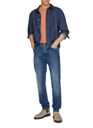 Figure View - Click To Enlarge - BRUNELLO CUCINELLI - Crewneck Logo Cotton T-shirt