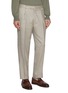 Detail View - Click To Enlarge - BRUNELLO CUCINELLI - Flap Pocket Single Breasted Cashmere Silk Herringbone Suit