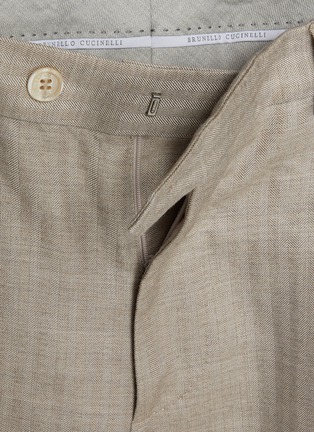 Detail View - Click To Enlarge - BRUNELLO CUCINELLI - Flap Pocket Single Breasted Cashmere Silk Herringbone Suit
