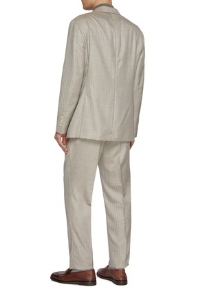 Back View - Click To Enlarge - BRUNELLO CUCINELLI - Flap Pocket Single Breasted Cashmere Silk Herringbone Suit
