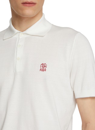  - BRUNELLO CUCINELLI - Embroidered Logo Cotton Knit Polo Shirt