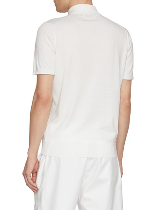 Back View - Click To Enlarge - BRUNELLO CUCINELLI - Embroidered Logo Cotton Knit Polo Shirt