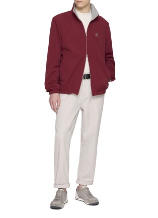 Figure View - Click To Enlarge - BRUNELLO CUCINELLI - Reversible Full Zip Stand Collar Jacket
