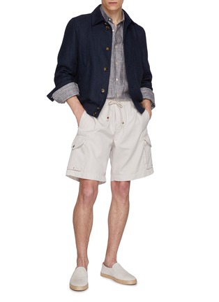 Figure View - Click To Enlarge - BRUNELLO CUCINELLI - Button Up Silk Wool Lene Shirt Jacket