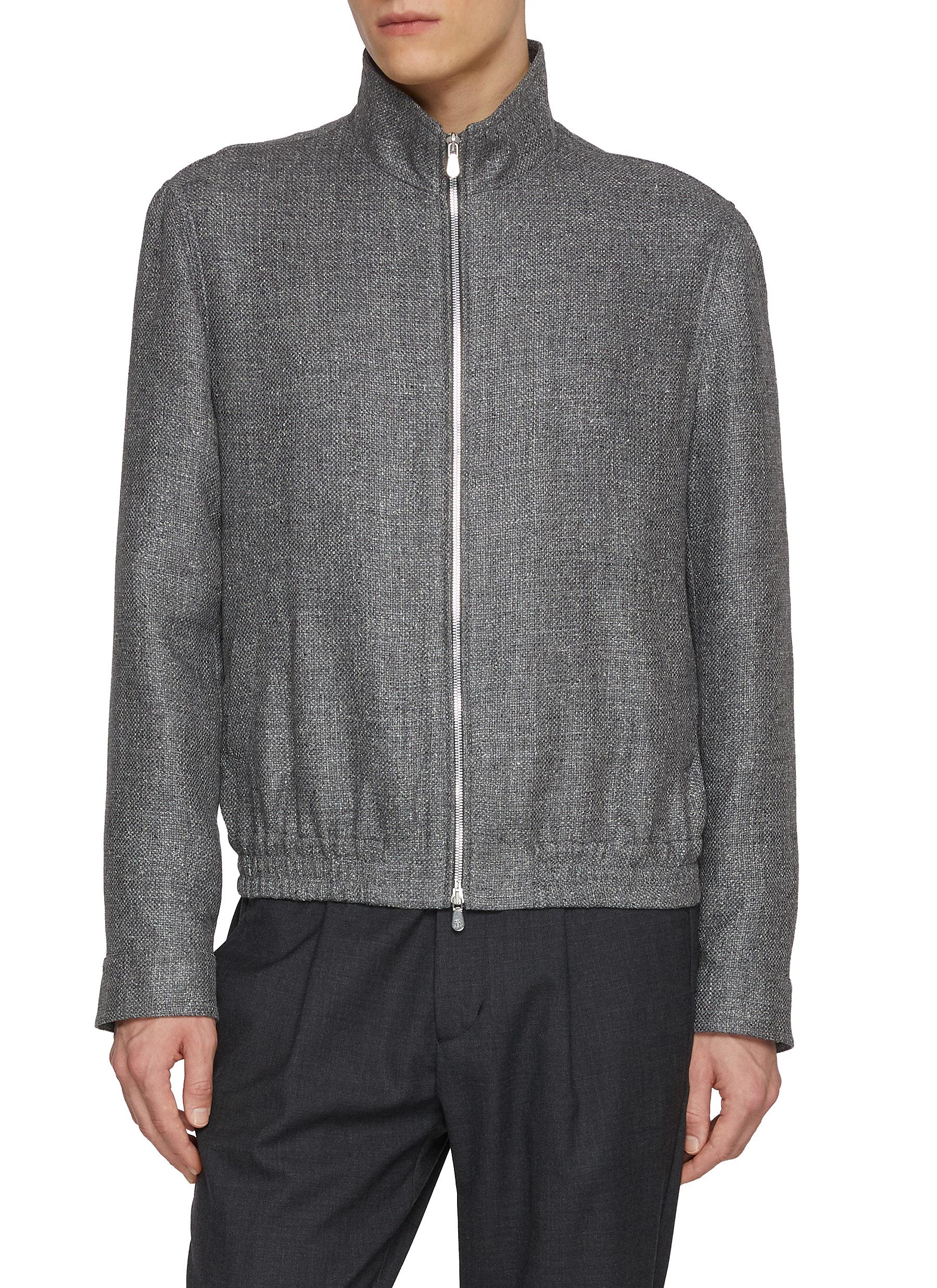 BRUNELLO CUCINELLI | Zip Up Wool Silk Linen Jacket | Men | Lane