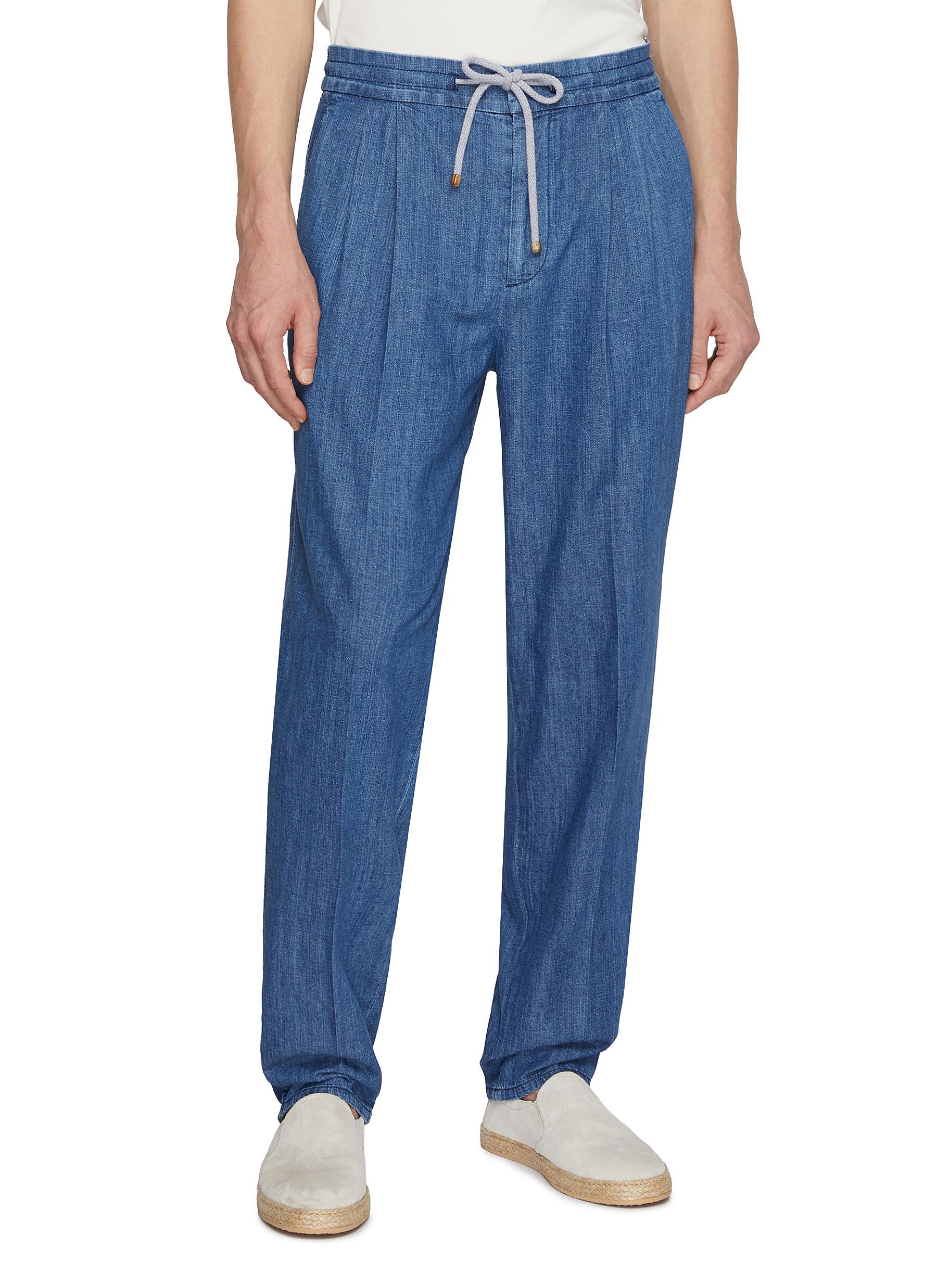 BRUNELLO CUCINELLI | Drawstring Waist Cotton Denim Pants | Men