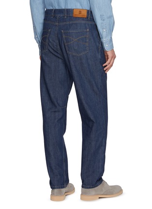 Back View - Click To Enlarge - BRUNELLO CUCINELLI - Double Pleated Cotton Denim Pants