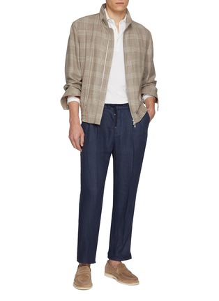 Figure View - Click To Enlarge - BRUNELLO CUCINELLI - Drawstring Waist Double Pleat LinenPants