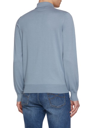 Back View - Click To Enlarge - BRUNELLO CUCINELLI - Spread Collar Knit Polo Shirt