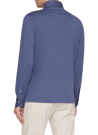 Back View - Click To Enlarge - BRUNELLO CUCINELLI - Long Sleeve Cotton Polo Shirt