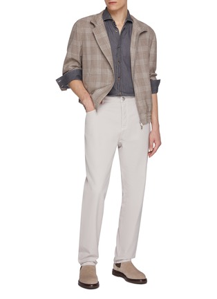 Figure View - Click To Enlarge - BRUNELLO CUCINELLI - Zip Up Wool Silk Linen Jacket