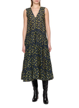 Main View - Click To Enlarge - MERLETTE - Sleeveless Tiered V-Neck Cotton Dress