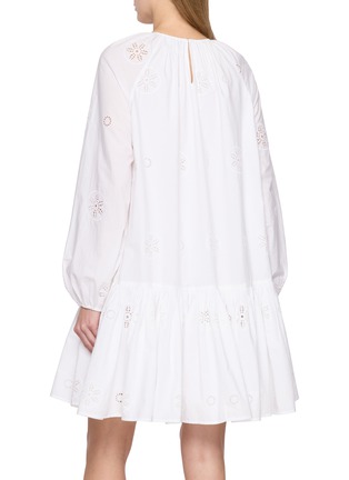 Back View - Click To Enlarge - MERLETTE - Long Raglan Sleeve Eyelet Tiered Cotton Dress
